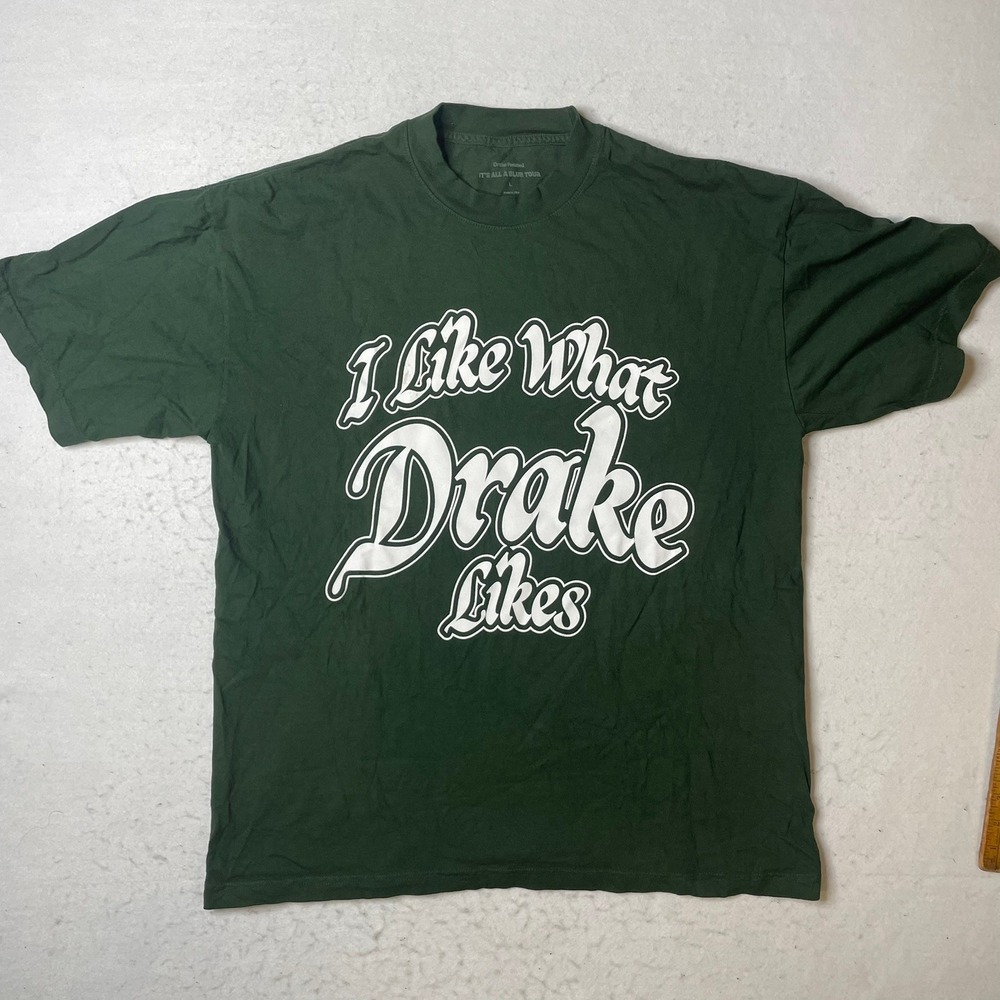 Drake Related Its All A Blur Tour T Shirt Mens Large Green Cotton Golf Graphic T